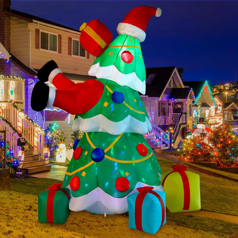 7FT Inflatable Christmas Yard Decorations Outdoor Christmas Decorations Inflatable Santa Claus Christmas Tree Built In LED Light For Inflatable